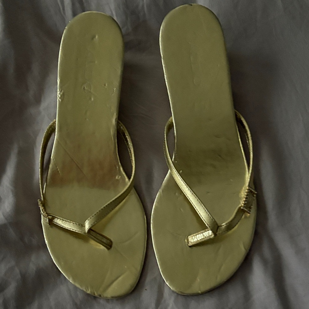 Aldo Metallic Gold Women's Thong Sandals